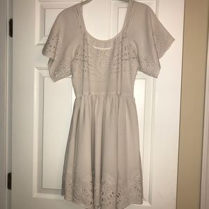 nude flower cut out dress